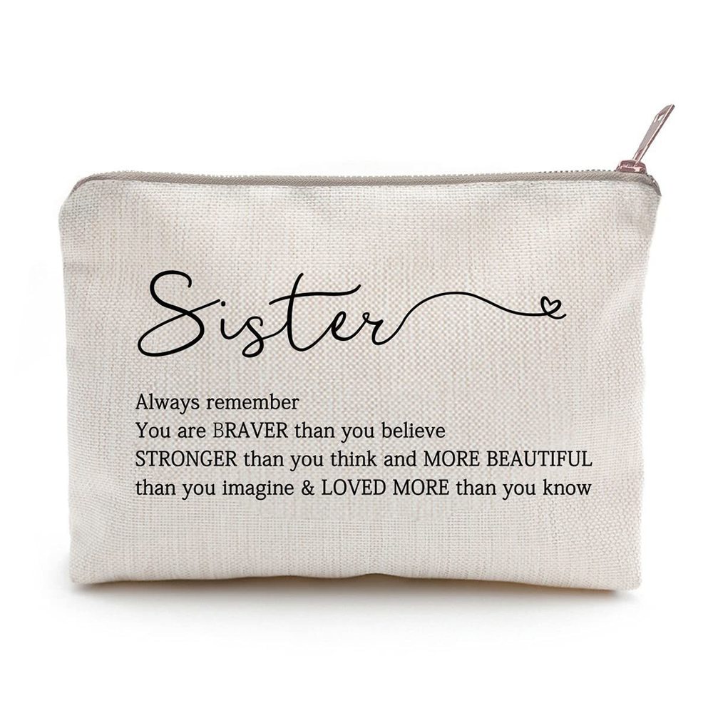 Sister Birthday Gift Makeup Case Self-worth Cosmetic Bag Positive Affirmation🤘
